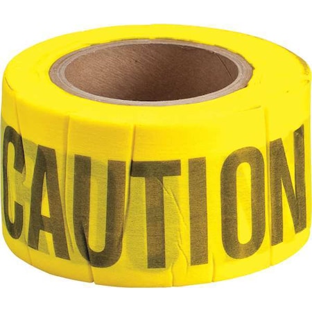 Barricade Tape, Caution, Yellow, 3 in Wide x 150 ft Length, Wood Fiber, 6 mil MPN:91090