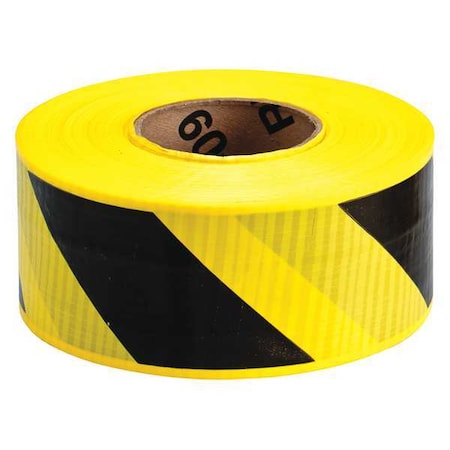 Barricade Tape, No Legend, Black/Yellow, 3 in Wide x 500 ft Length, Polyethylene, 7 mil MPN:91104
