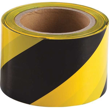 Barricade Tape, No Legend, Black/Yellow, 3 in Wide x 200 ft Length, Polyethylene, 3 mil MPN:91214