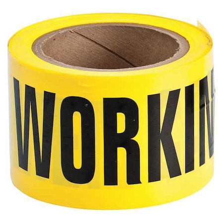 Barricade Tape, Caution Men Working, Yellow, 3 in Wide x 200 ft Length, Polyethylene, 3 mil MPN:91215
