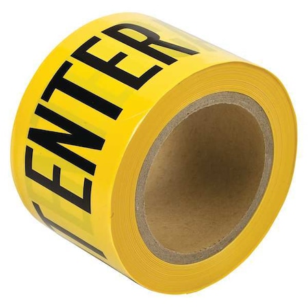 Barricade Tape, Caution Do Not Enter, Yellow, 3 in Wide x 200 ft Length, Polyethylene, 3 mil MPN:91224