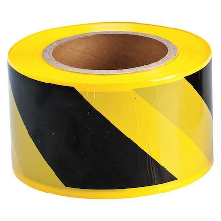 Barricade Tape, No Legend, Black/Yellow, 3 in Wide x 500 ft Length, Polyethylene, 2 mil MPN:91238