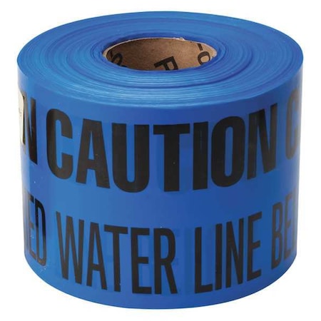 Underground Marking Tape, Caution Buried Water Line Below, Blue, 6 in Wide x 1, 000 ft Length, 4 mil MPN:91298