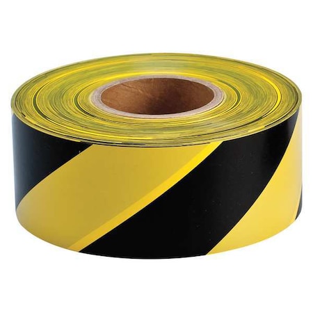 Barricade Tape, No Legend, Black/Yellow, 3 in Wide x 1, 000 ft Length, Polyethylene, 3 mil MPN:91454