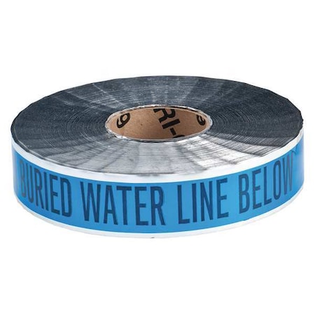 Underground Marking Tape, Caution Buried Water Line Below, Blue, 2 in Wide x 1, 000 ft Length MPN:91603