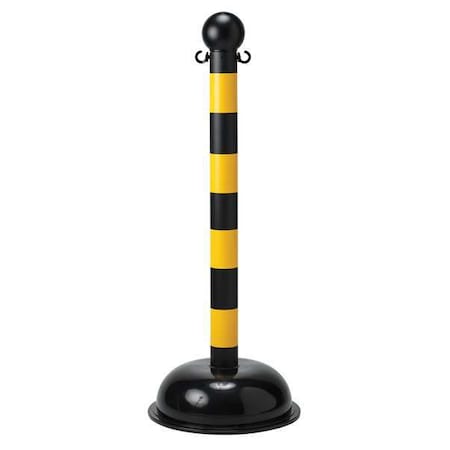 Striped Barrier Post, Polyethylene, 41 in Height, Black/Yellow MPN:92122