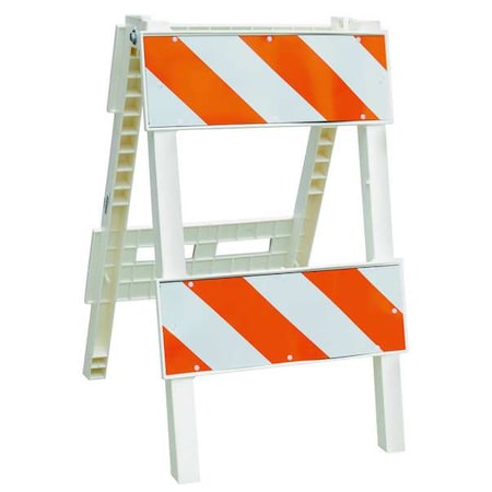 Type 2 Folding Barricade, Polypropylene, Engineer, 40 in Height, 40 in Length, 18 lb, Orange/White MPN:97-01-002