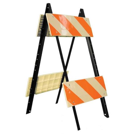 Steel Barricade Type II, High-Intensity Prismatic, 46 in Height, Orange/White MPN:97-03-003-02