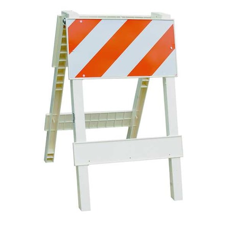 Type 2 Modular Barricade, Co-Polyolefin, Engineer, 45 in Height, 45 in Length, 14 lb, Orange/White MPN:97-12-002-44