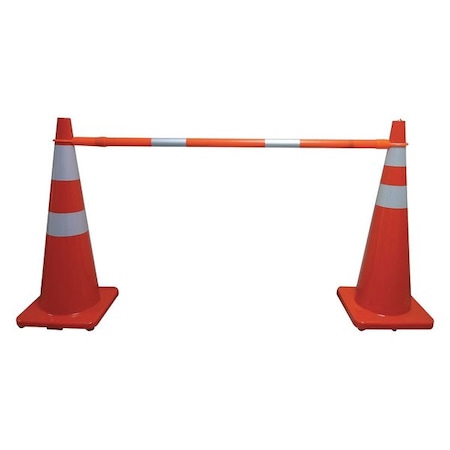 Telescoping Traffic Cone Bar, ABS, 2 in Dia, 62-1/4 in to 104-3/4 in L, Orange MPN:9XPY3