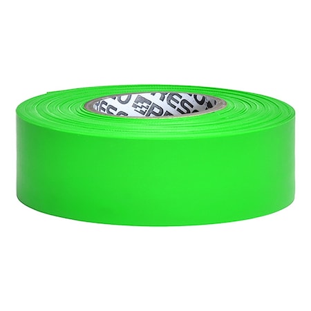 Flagging Tape, No Legend, Fluorescent Green, 1 3/16 in Wide x 150 ft Length, Vinyl, 5 mil MPN:ARGG-200