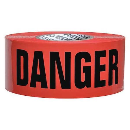 Barricade Tape, Danger, Red, 3 in Wide x 1, 000 ft Length, Polyethylene, 3 mil MPN:B3103R21-200