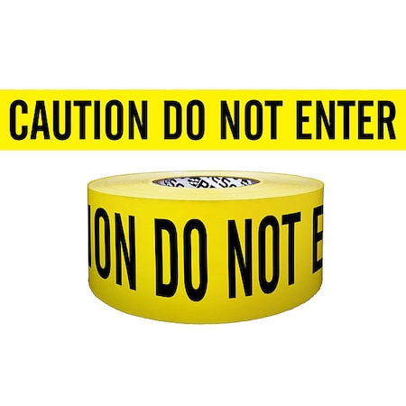 Barricade Tape, Caution Do Not Enter, Yellow, 3 in Wide x 1, 000 ft Length, Polyethylene, 3 mil MPN:B3103Y9-200