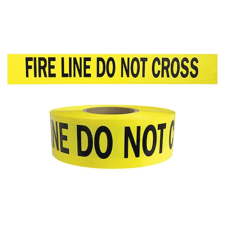 Barricade Tape, Fire Line Do Not Cross, Yellow, 3 in Wide x 1, 000 ft Length, Polyethylene, 4 mil MPN:B3104Y15-200