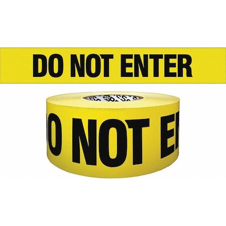 Barricade Tape, Do Not Enter, Yellow, 3 in Wide x 1, 000 ft Length, Polyethylene, 4 mil MPN:B3104Y1828-200