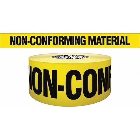 Barricade Tape, Non-Conforming Material, Yellow, 3 in Wide x 1, 000 ft Length, Polyethylene, 4 mil MPN:B3104Y1842-200