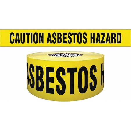Barricade Tape, Caution Asbestos Hazard, Yellow, 3 in Wide x 1, 000 ft Length, Polyethylene, 4 mil MPN:B3104Y287-200