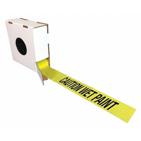 Barricade Tape with Reel, Caution Wet Paint, Yellow, 3 in Wide x 1, 000 ft Length, Polyethylene MPN:B3104Y45-200