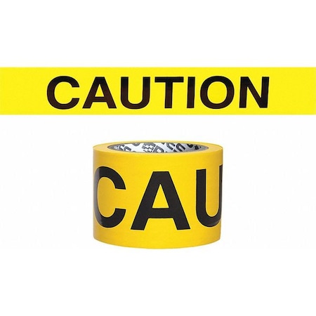 Barricade Tape, Caution, Yellow, 3 in Wide x 200 ft Length, Polyethylene, 3 mil MPN:B323Y16-200