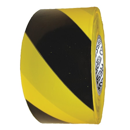 Barricade Tape, No Legend, Black/Yellow, 3 in Wide x 200 ft Length, Polyethylene, 4 mil MPN:B324Y18-200