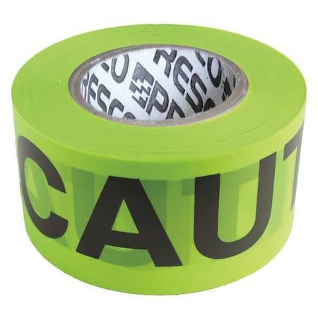 Barricade Tape, Caution, Fluorescent Green, 3 in Wide x 500 ft Length, Vinyl, 3 mil MPN:B3530LG16-200