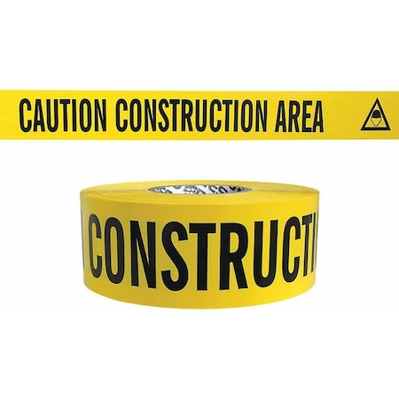 Barricade Tape, Construction Site, Yellow, 3 in Wide x 500 ft Length, Polypropylene, 4 mil MPN:B354Y2-200