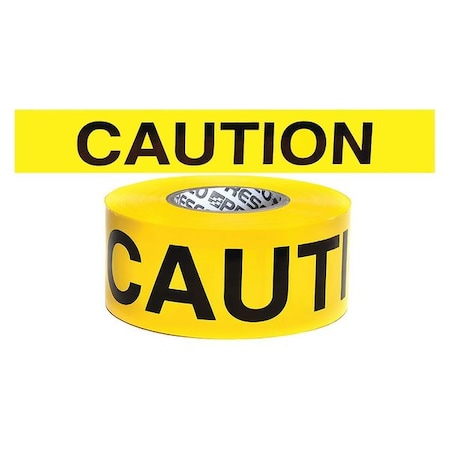 Barricade Tape, Caution, Yellow, 3 3/4 in Wide x 500 ft Length, Polyethylene, 6 mil MPN:B356Y16-200