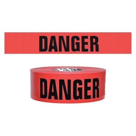 Barricade Tape, Danger, Red, 3 in Wide x 500 ft Length, Polyethylene, 7 mil MPN:BR35XR21-200