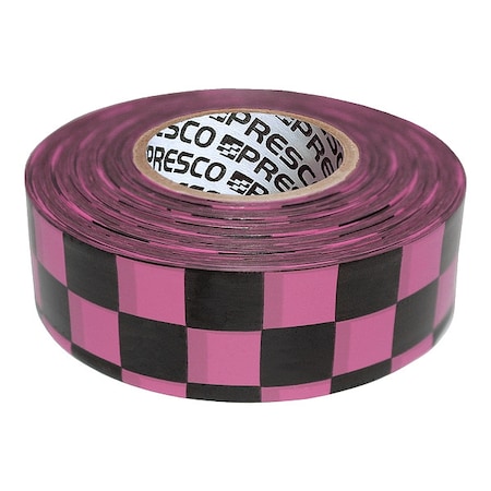 Flagging Tape, No Legend, Black/Fluorescent Pink, 1 3/16 in Wide x 150 ft Length, Vinyl, 2.5 mil MPN:CKPGBK-200