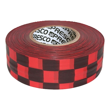 Flagging Tape, No Legend, Black/Red, 1 3/16 in Wide x 300 ft Length, Vinyl, 2 mil MPN:CKRBK-200