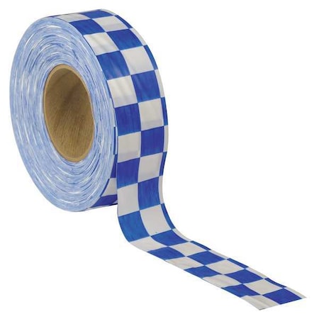 Flagging Tape, No Legend, Blue/White, 1 3/16 in Wide x 300 ft Length, Vinyl, 2 mil MPN:CKWB-200