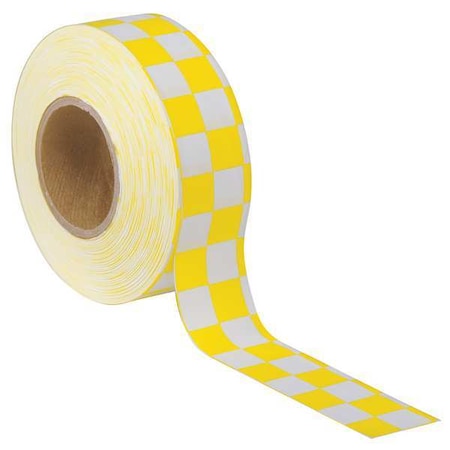 Flagging Tape, No Legend, White/Yellow, 1 3/16 in Wide x 300 ft Length, Vinyl, 2 mil MPN:CKWY-200