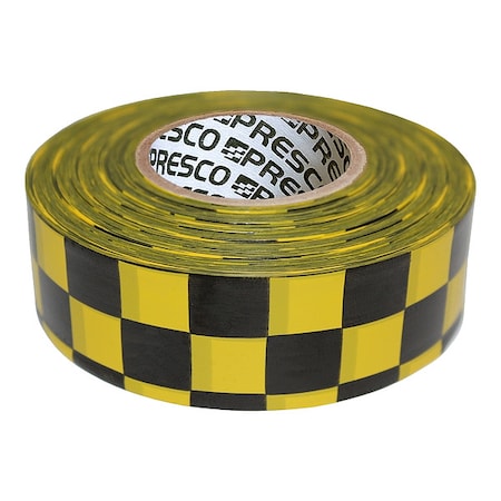 Flagging Tape, No Legend, Black/Yellow, 1 3/16 in Wide x 300 ft Length, Vinyl, 2 mil MPN:CKYBK-200