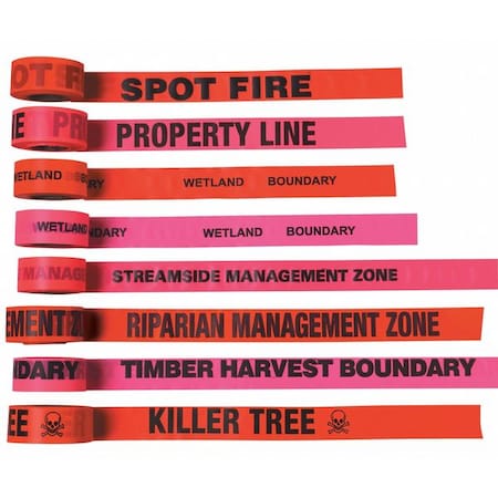 Flagging Tape, Wetland Boundary, Fluorescent Pink, 1 1/2 in Wide x 150 ft Length, Vinyl, 2.5 mil MPN:CUPGBK104-200