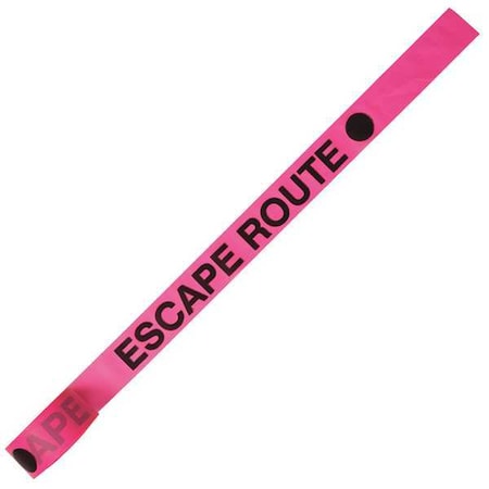Flagging Tape, Escape Route, Fluorescent Pink, 1 1/2 in Wide x 150 ft Length, Vinyl, 2.5 mil MPN:CUPGBK89-200