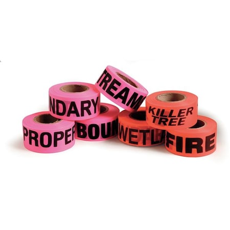 Flagging Tape, Streamside Management Zone, Fluorescent Pink, 1 1/2 in Wide x 150 ft Length, Vinyl MPN:CUPGBK99-200