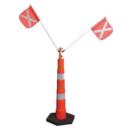 Delineator Wing Whip, HDPE, 88 3/4 in Height, 18 in Length, 10 lb, Orange/White MPN:DELFS3OBWUNI