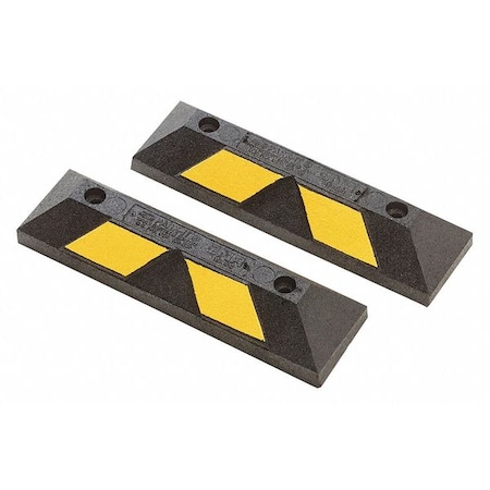 Car Stop, Rubber, 4 in Height, 22 in Length, Black/Yellow MPN:GNRS1319YB