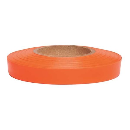 Flagging Tape, No Legend, Fluorescent Orange, 1/2 in Wide x 300 ft Length, Vinyl, 2.5 mil MPN:N-OG-200