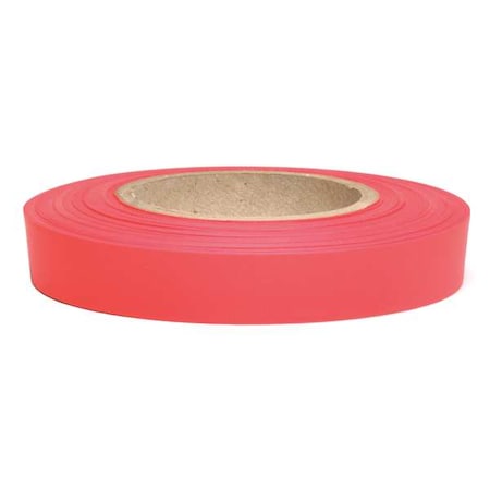 Flagging Tape, No Legend, Fluorescent Red, 1/2 in Wide x 300 ft Length, Vinyl, 2.5 mil MPN:N-RG-200
