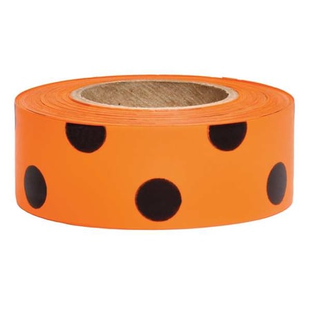 Flagging Tape, No Legend, Fluorescent Orange/Black, 1 3/16 in Wide x 150 ft Length, Vinyl, 2.5 mil MPN:PDOGBK-200