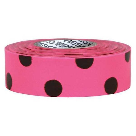 Flagging Tape, No Legend, Black/Fluorescent Pink, 1 3/16 in Wide x 150 ft Length, Vinyl, 2.5 mil MPN:PDPGBK-200
