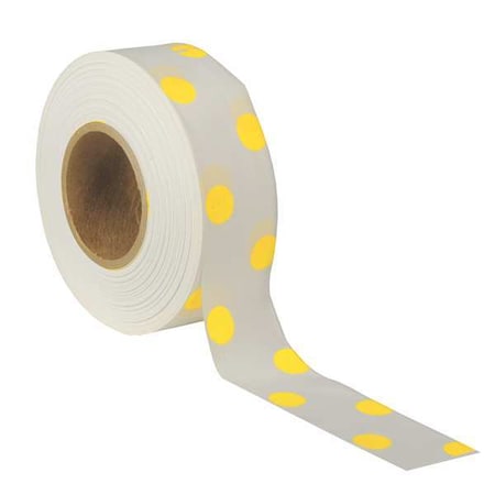 Flagging Tape, No Legend, White/Yellow, 1 3/16 in Wide x 300 ft Length, Vinyl, 2 mil MPN:PDWY-200