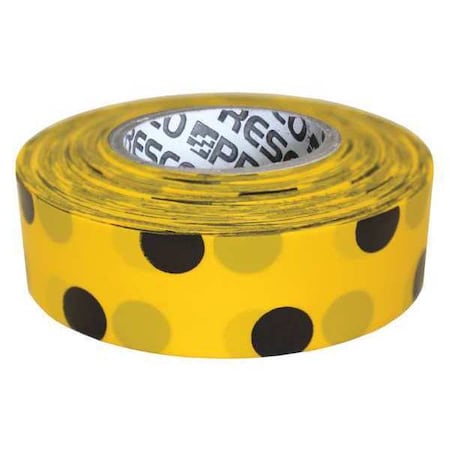 Flagging Tape, No Legend, Black/Yellow, 1 3/16 in Wide x 300 ft Length, Vinyl, 2 mil MPN:PDYBK-200
