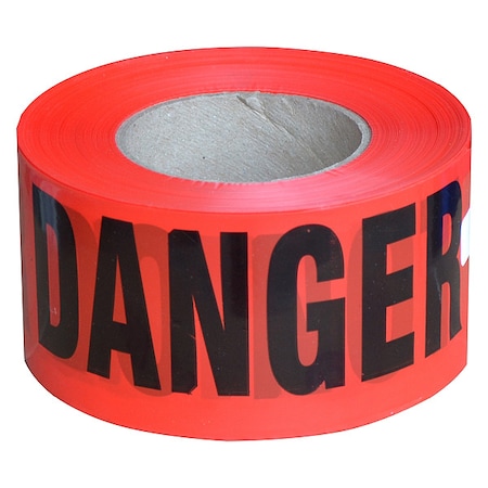 Barricade Tape, Danger, Red, 3 in Wide x 1000 ft Long, Polyethylene, 2 mil Thick MPN:R175M31000D-12