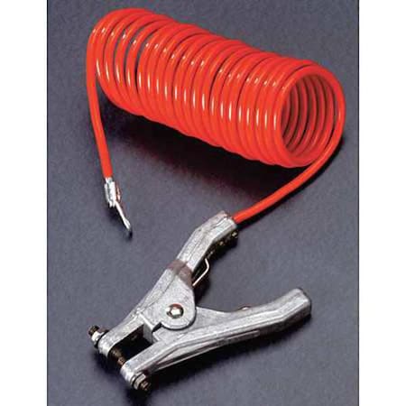 Insulated Coiled Grounding Wire, 10 ft, 3/16 in Dia, Hand Clamp & Terminal, Orange MPN:RAC-10