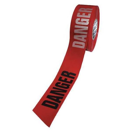 Barricade Tape, Danger, Red, 3 in Wide x 1, 000 ft Length, Polyethylene, 3 mil MPN:RB3103R21-200