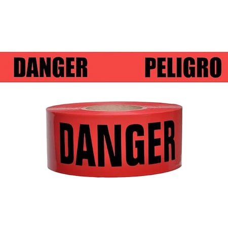 Barricade Tape, Danger/Peligro, Red, 3 in Wide x 1, 000 ft Length, Polyethylene, 2 mil MPN:SB3102R174-200