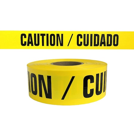 Barricade Tape, Caution/Cuidado, Yellow, 3 in Wide x 1, 000 ft Length, Polyethylene, 2 mil MPN:SB3102Y13-200