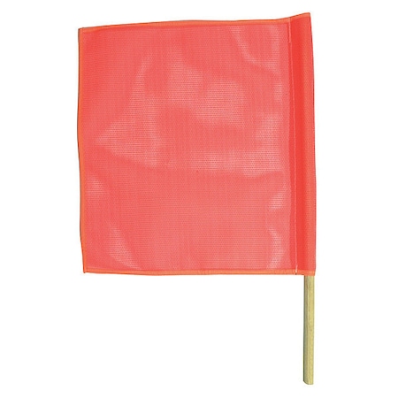Handheld Warning Flag, Fluorescent Orange, Vinyl Mesh, 30 in Dowel MPN:SFKV18-30